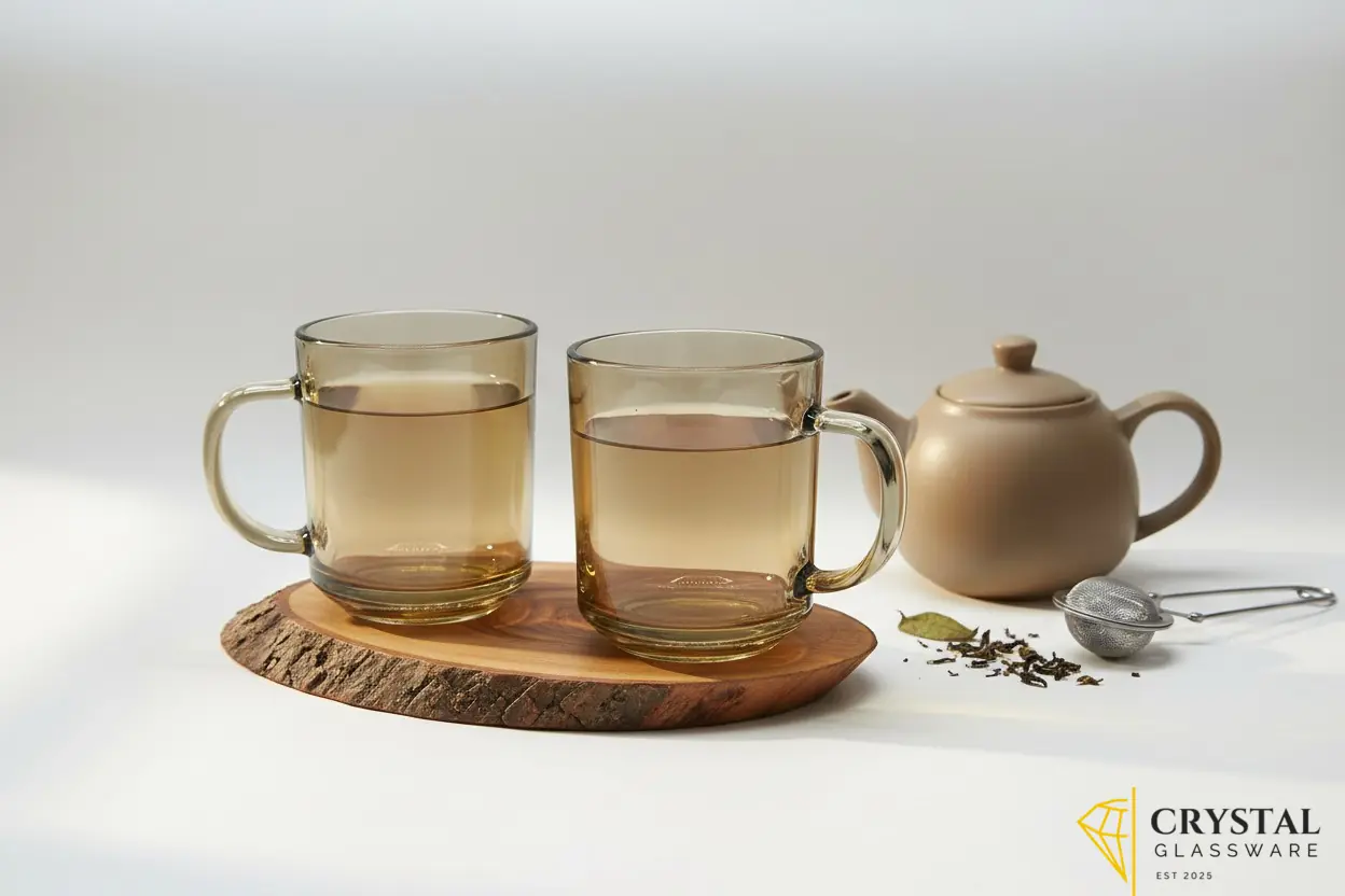 Elegant Bronze Brown Delisoga Glass Cup Set 6 Pcs Premium Heat-Resistant Tea & Coffee Cups 